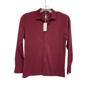 COOFANDY Mens Sz Small Maroon Button Up L/S Shirt (T39) NWTs